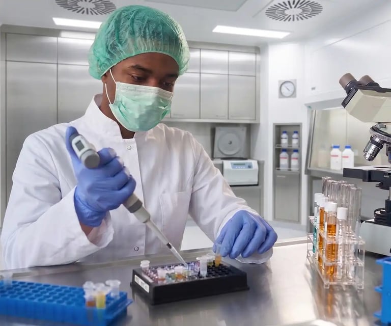 Scientist working with chemicals