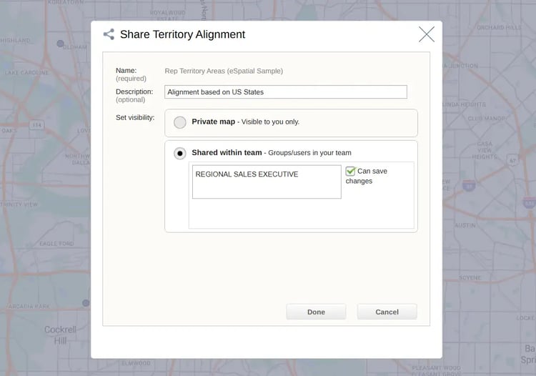 Share territory alignments