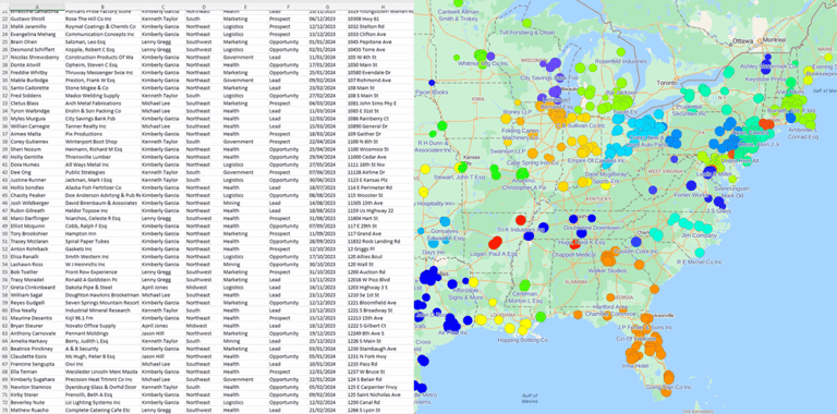 Spreadsheet / pin-map split