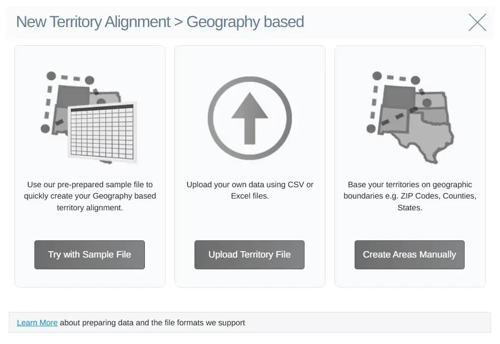 Geography based territory alignment options