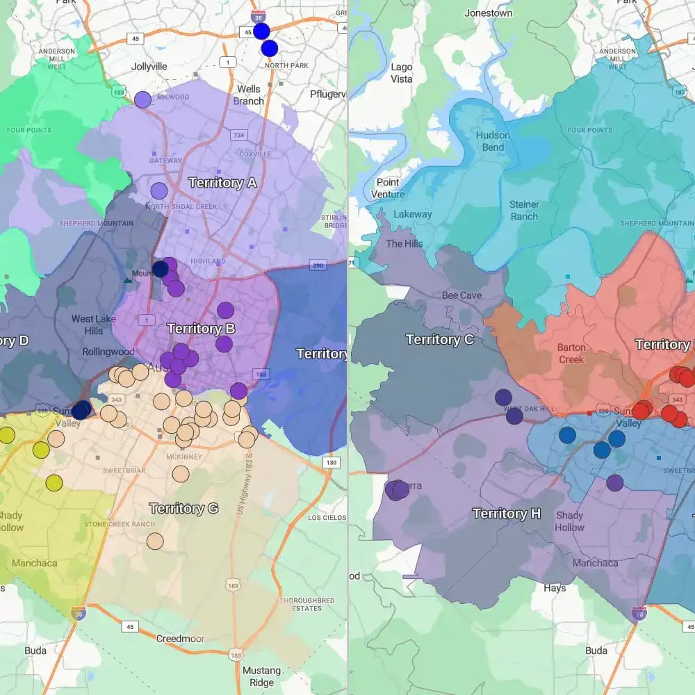Territory alignment comparison