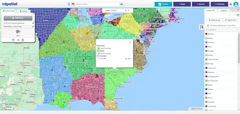 Territory map showing stakeholder territories