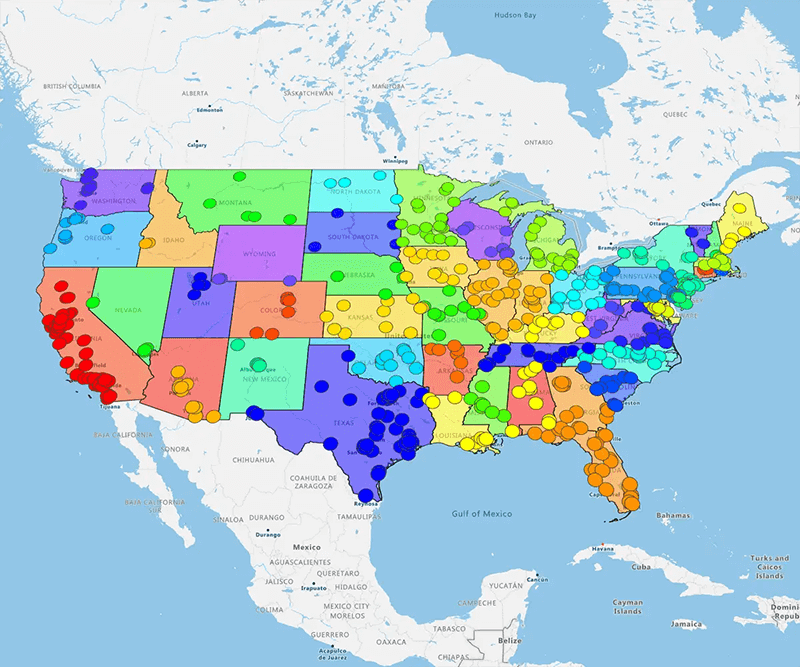 Territory map, USA