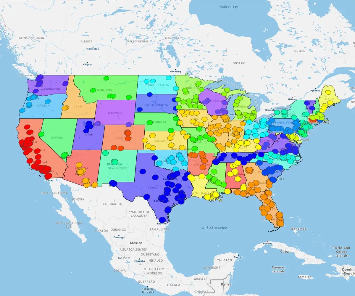 Territory map, USA