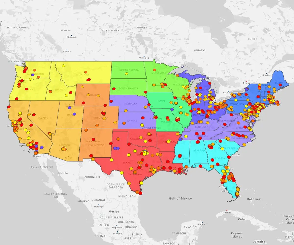 Territory map, USA
