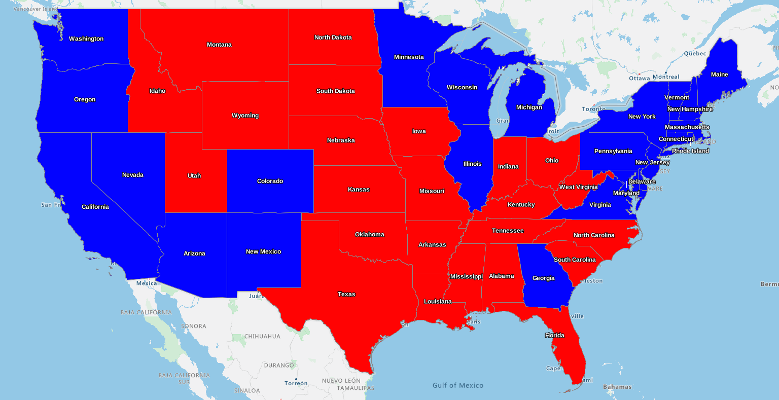 Map of US election results in 2020