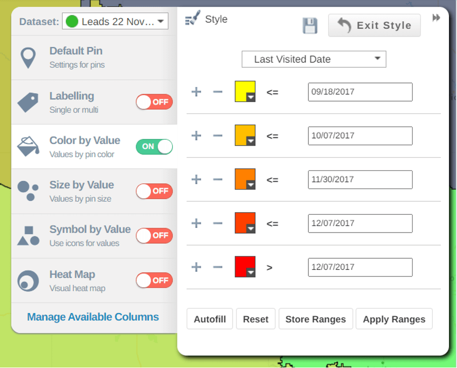 Advanced styling options eSpatial for Salesforce