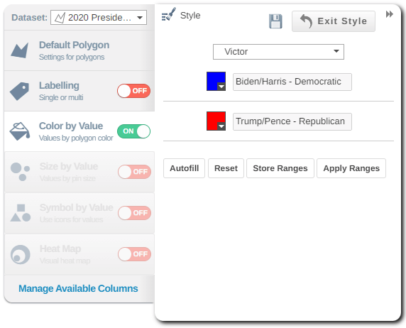 Enter style menu to customize the colors