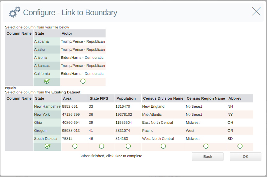 Match data to boundaries