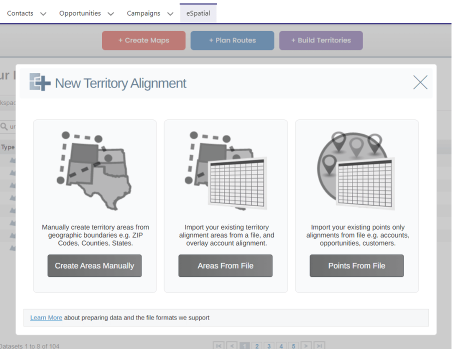 Create territory alignments with eSpatial for Salesforce