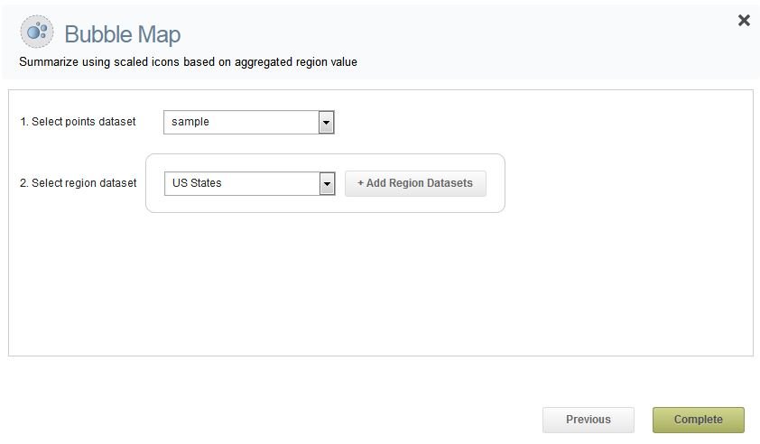 Select the datasets to create your bubble map