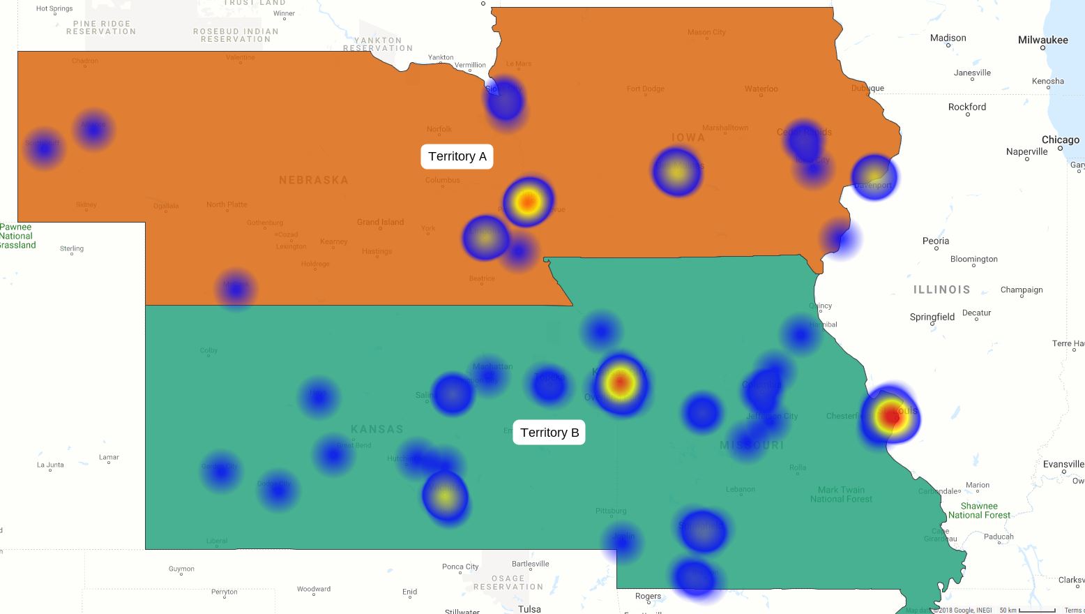 Sales performance analysis heat map