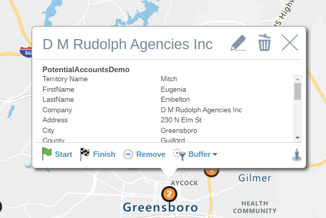 CRM data available within route optimization plan.