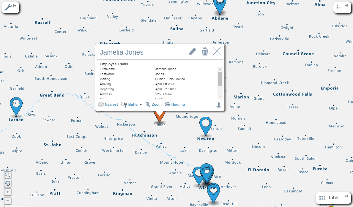 Employee-Travel-Map-with-distance-to-office