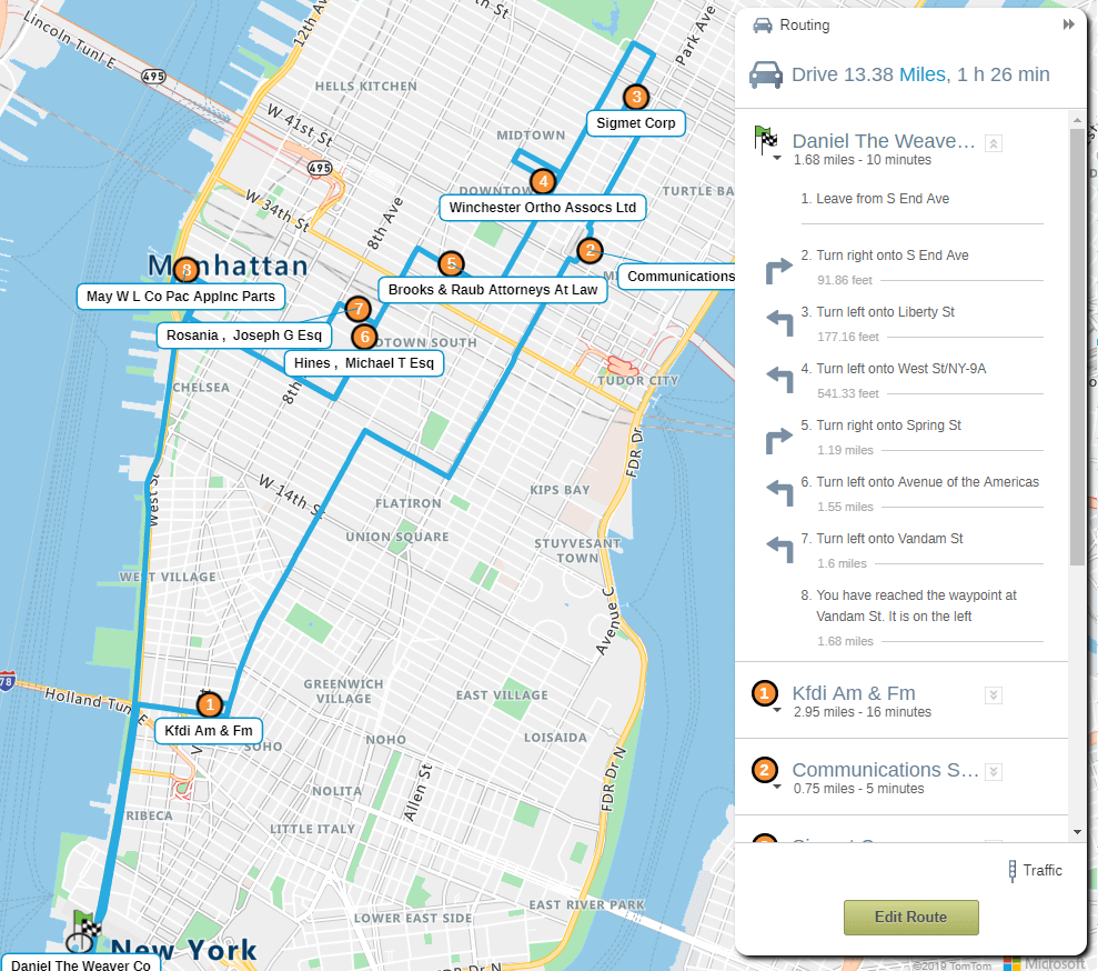 eSpatial optimized route map