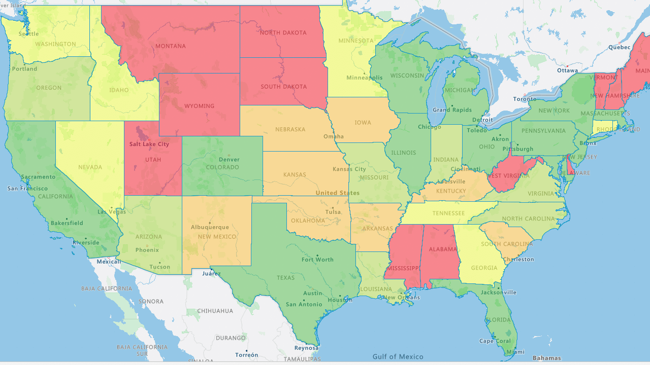 Regional-heatmap-showing-revenue-by-state-US