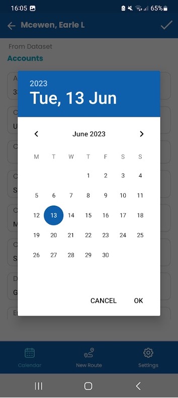 Check in option calendar