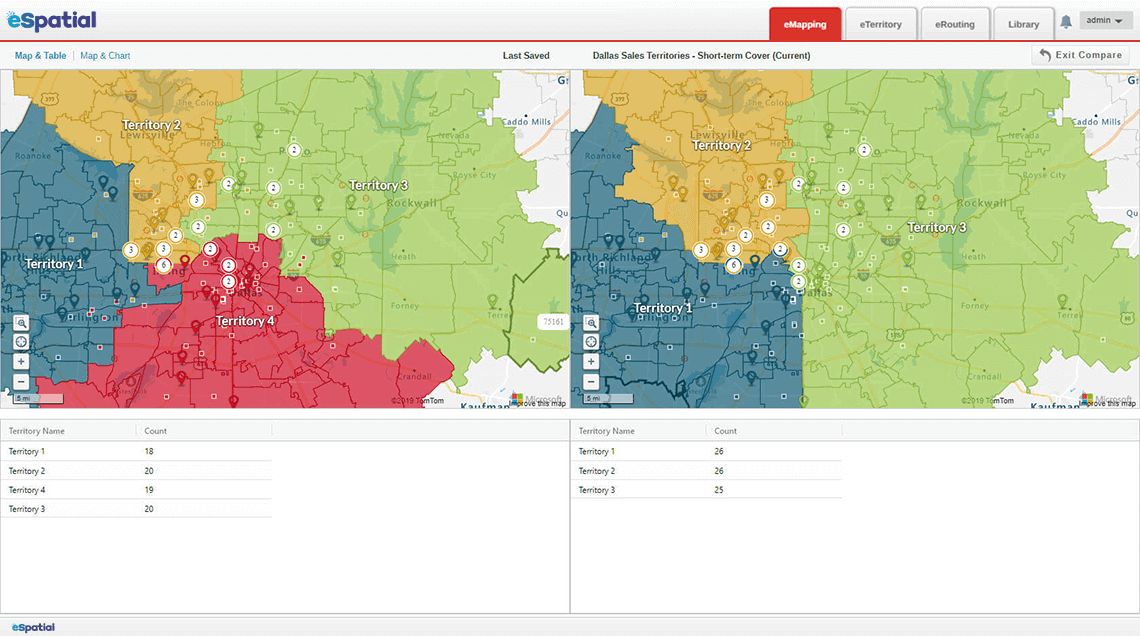 The compare tool let's you compare your current territory to your last save