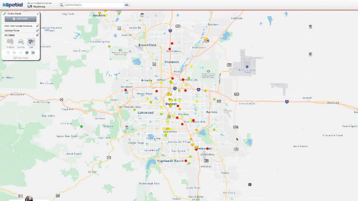 Denver customer location map