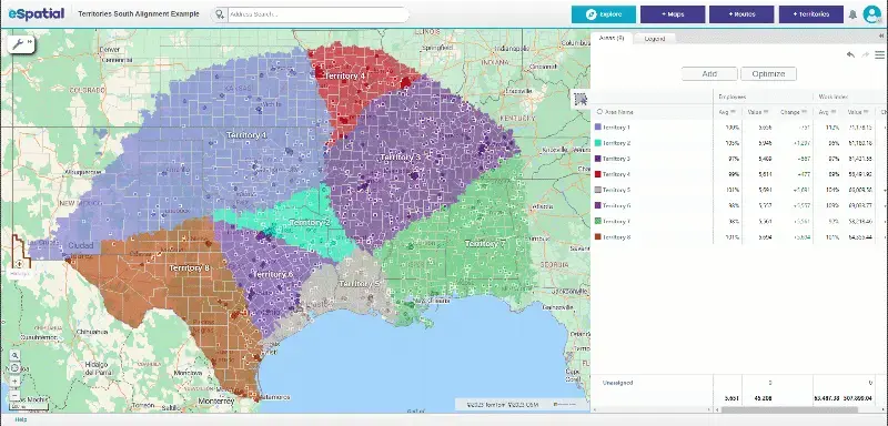 Design, realign and optimize territories
