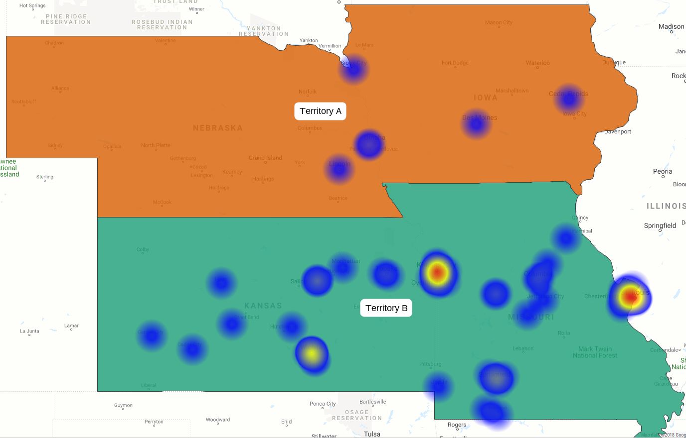 Heat Map of Product A Sales