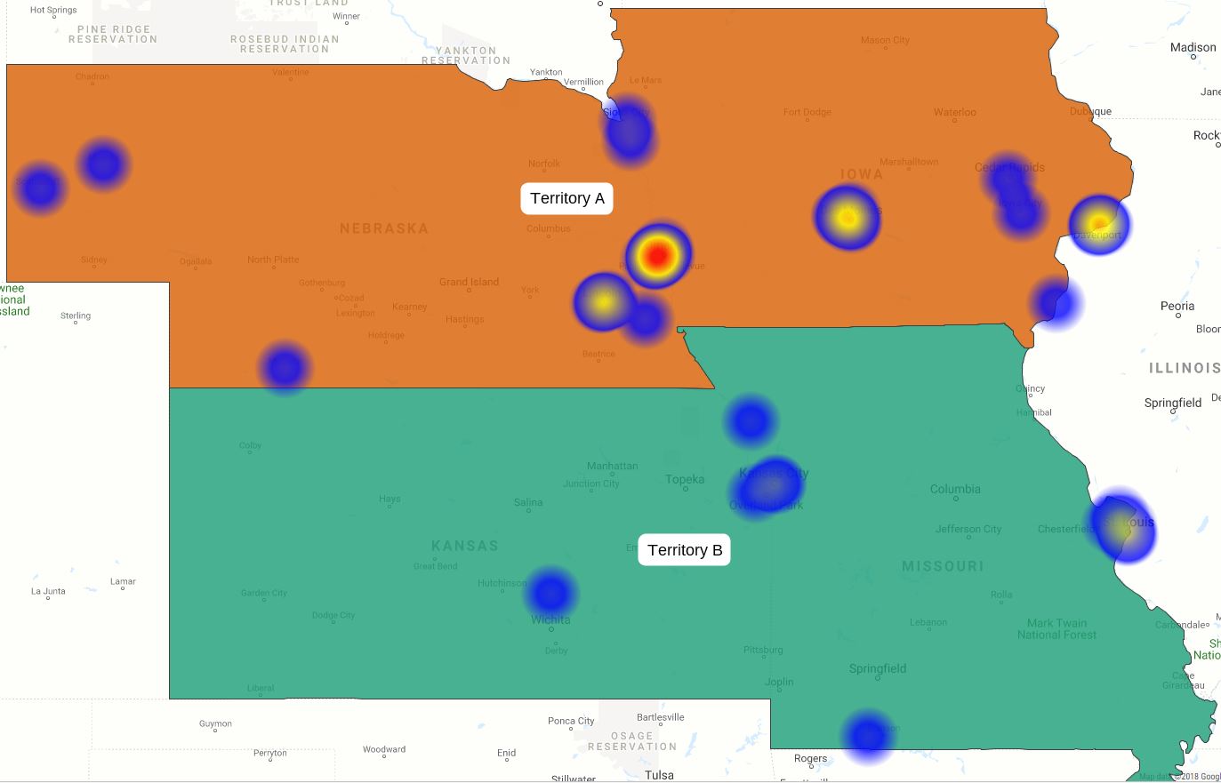 Sales performance analysis heat map