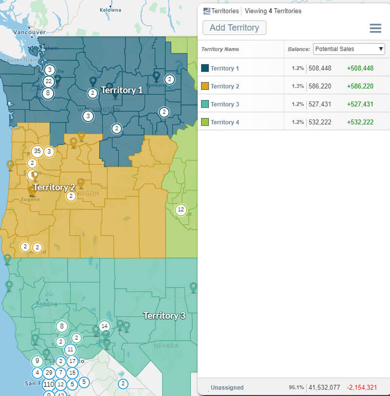 Territory management for the north western US