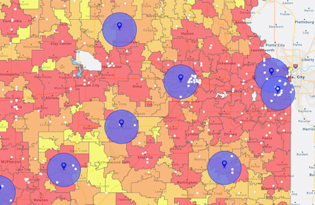 ZIP code heat map with regional analysis