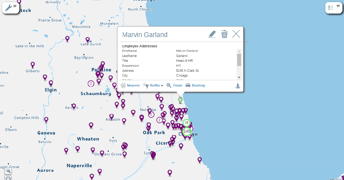 Employee pin map