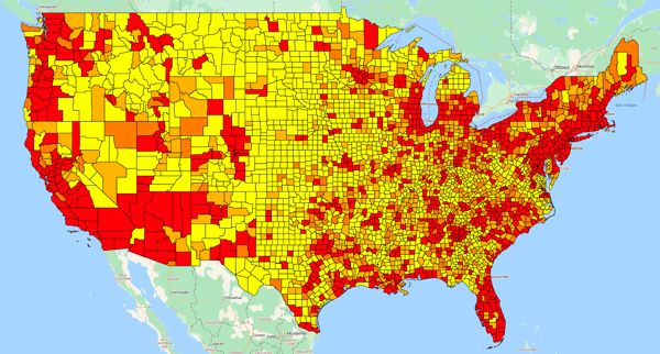 Regional heat map USA