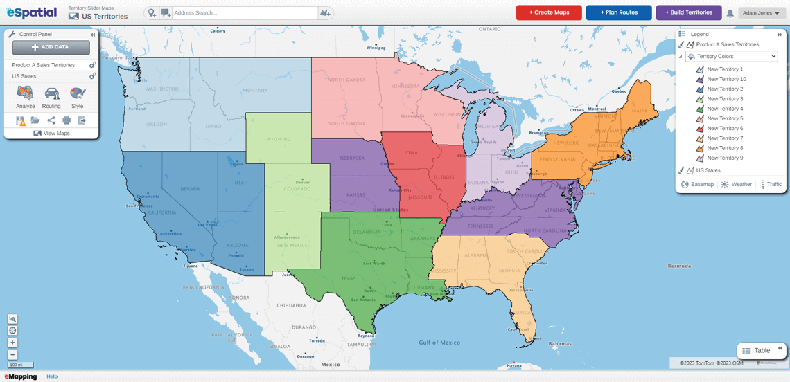 A more detailed heat map can be created in eSpatial than a heat map in excel