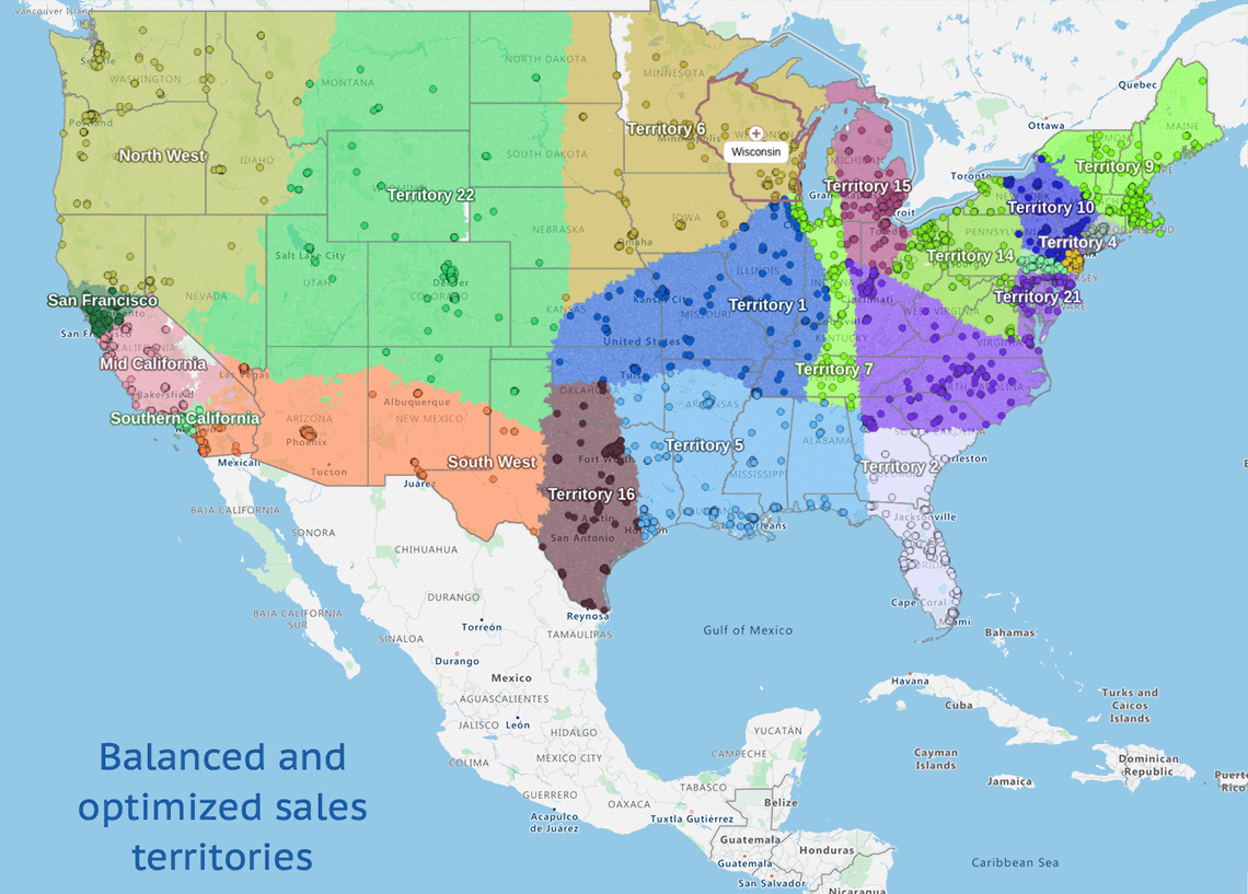 Balanced and optimized sales territories