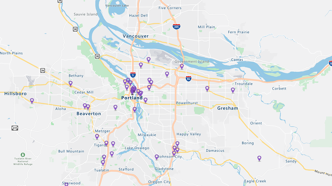 Competitor locations in Portland