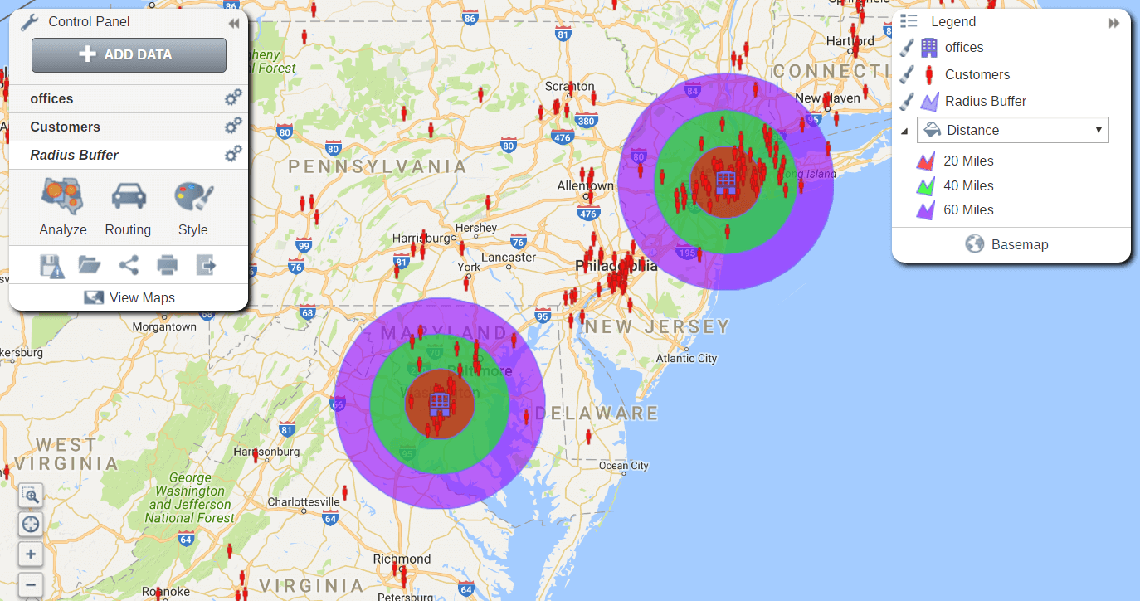 Multiple buffer radius Multiple buffer radius