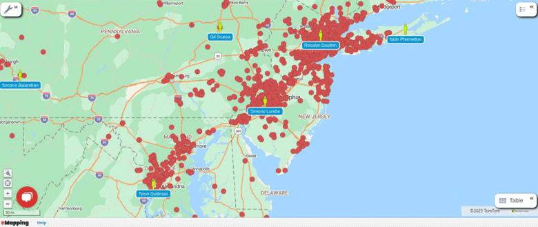 Pin map with no proximity analysis