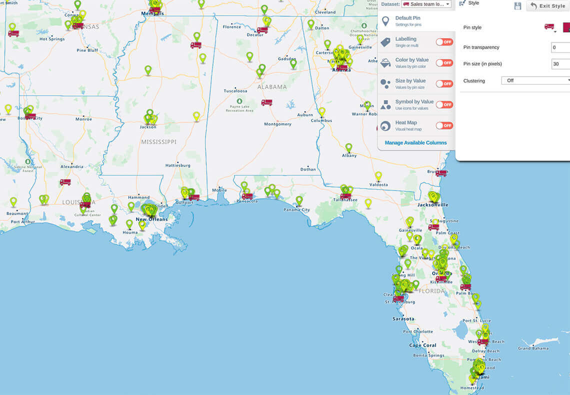 Pin map - Warehouse / customer locations