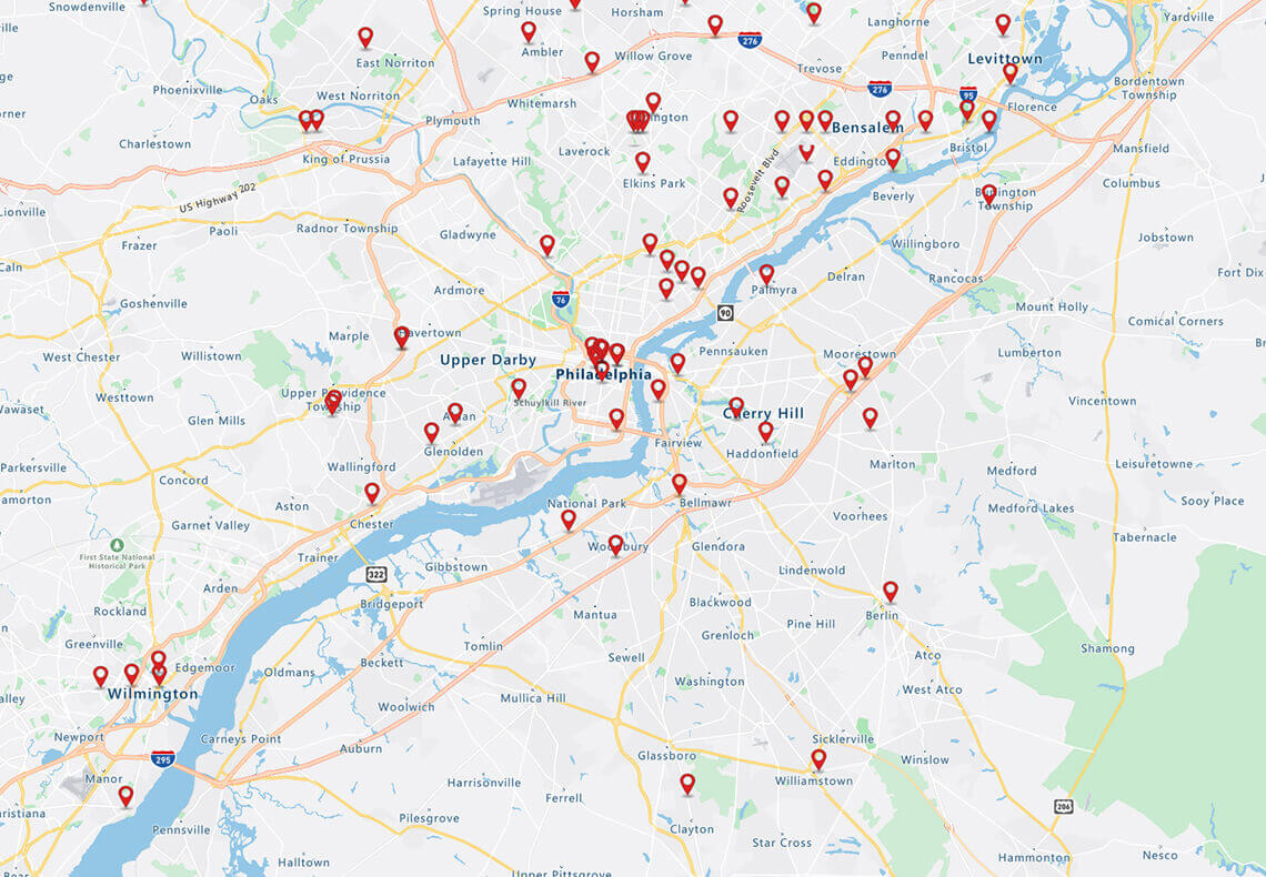 Competitor locations in Philadelphia