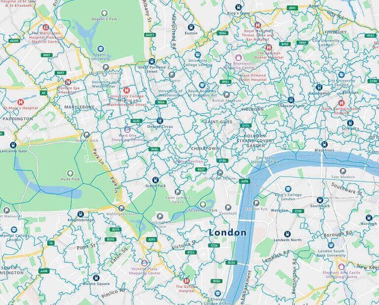 A postcode map of London