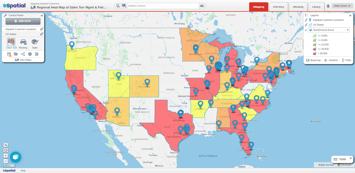 Completed regional heat map