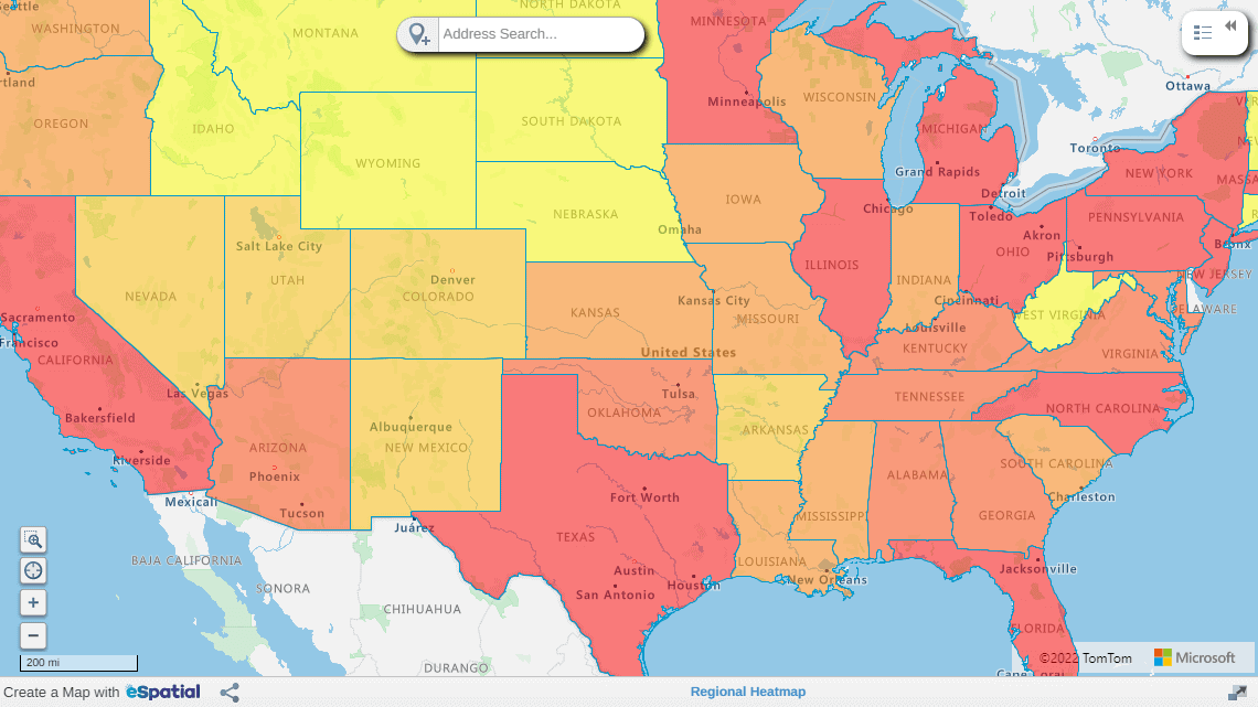 Regional heat map preview