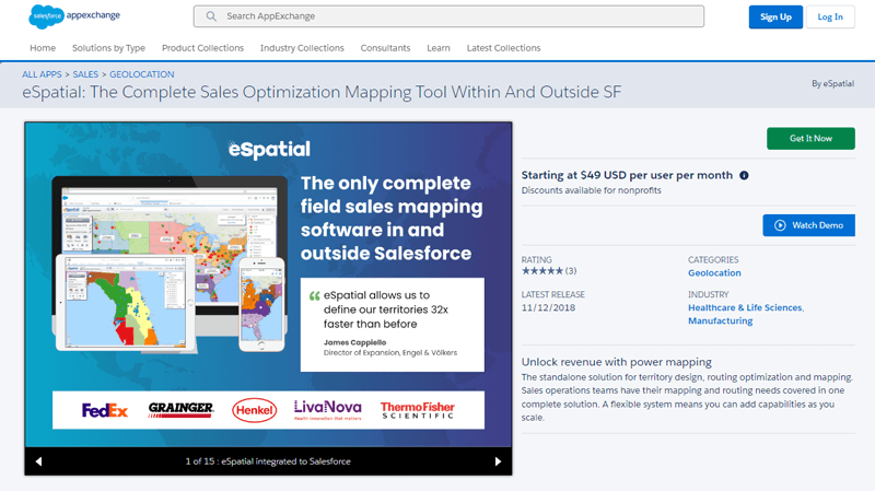 eSpatial on the Salesforce AppExchange