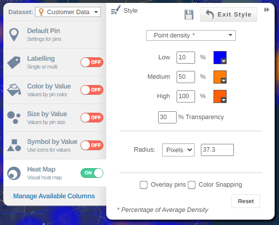 Choose the Heat Map Styling Options