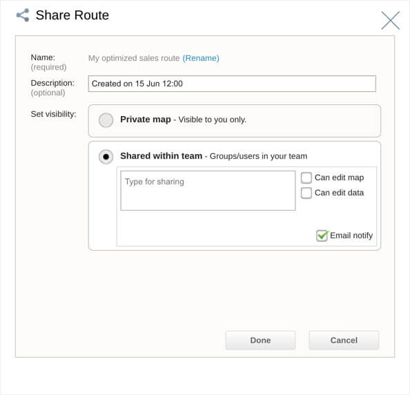 Share itineraries