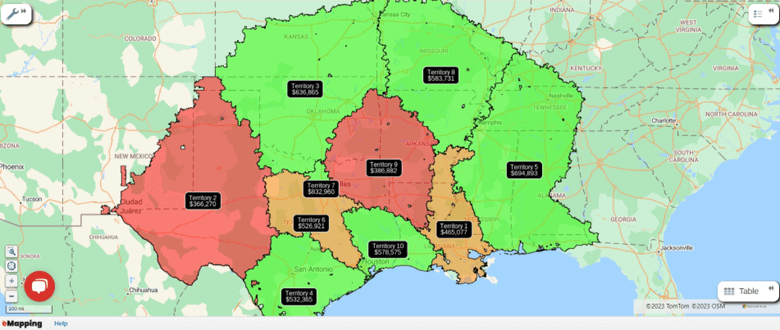 Territory map by value