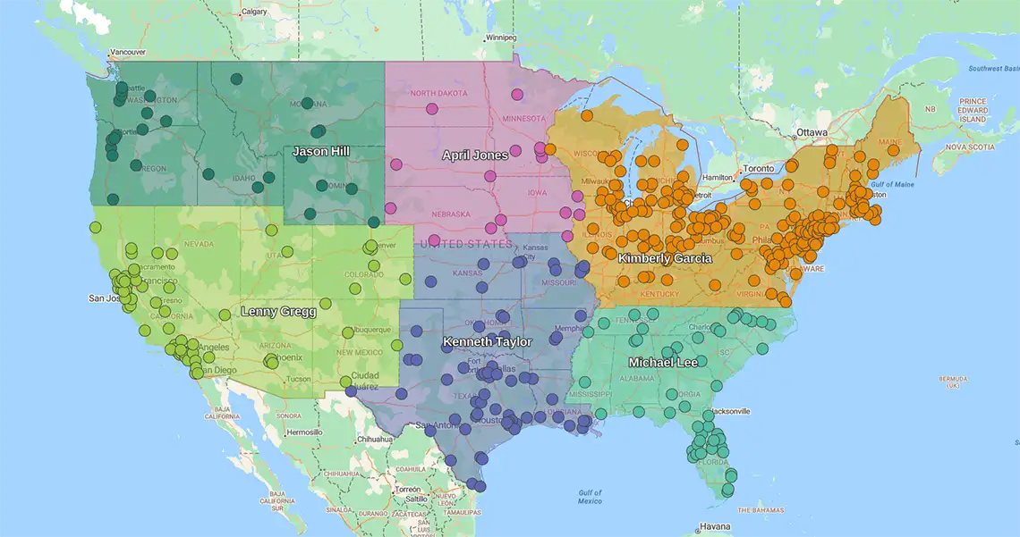 Geographic territory map